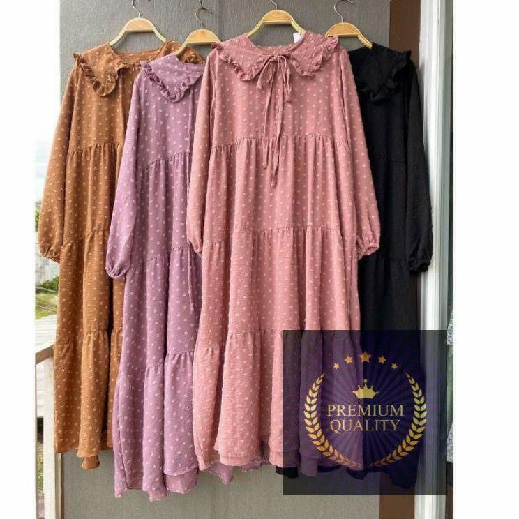 Harga Bersahabat.. ZULFA MIDI DRESS / DRESS WANITA / MIDI DRESS CRINKLE URAGIRI / MIDI DRESS DOTY  D