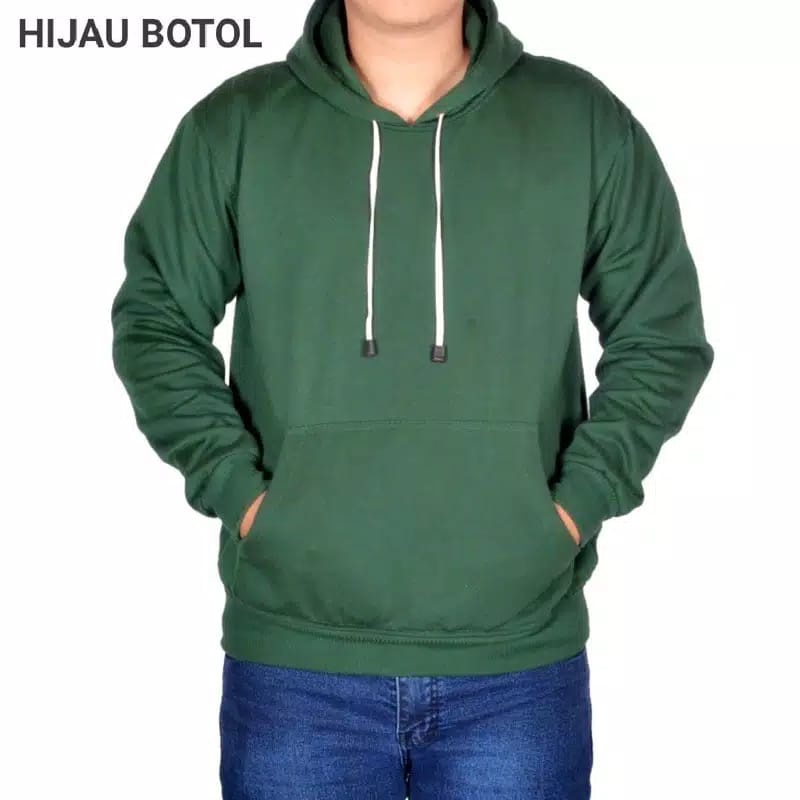 Basic Hoodie Pria Wanita Polos Bahan Flacee