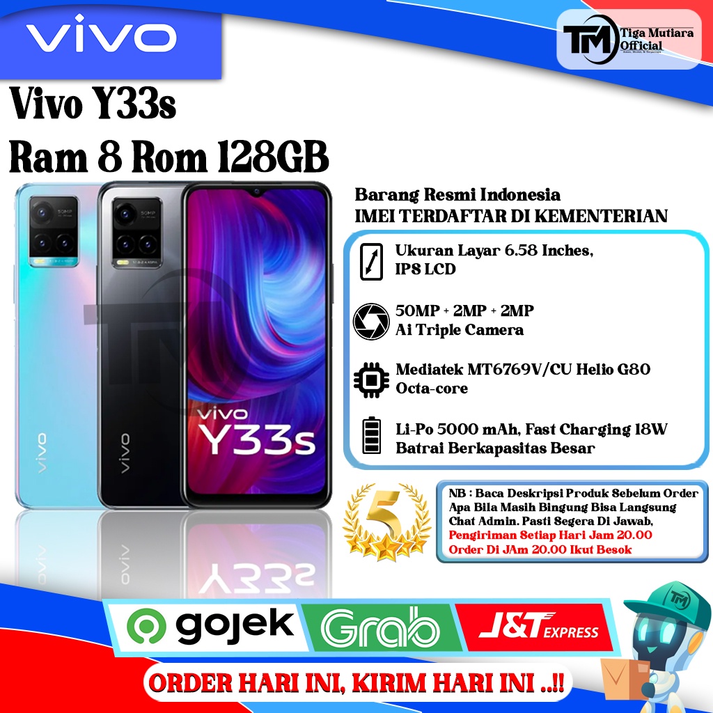 Vivo Y33S Ram 4/128GB | Ram 8/128GB Segel Original & Bergaransi Resmi