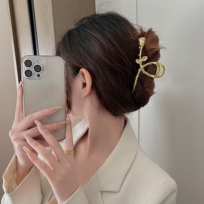 Jepit Rambut Model Cakar Geometris Tidak Teratur Bahan Logam Warna Perak Emas Rose Gold Gaya Vintage Untuk Wanita