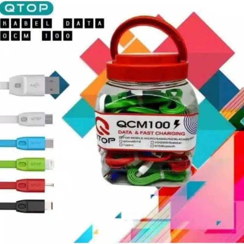 KABEL DATA QTOP TYPE-C 1TOPLES ISI 50PCS KABEL CHARGER QTOP TIPE C KABEL CASAN QTOP TYPE C ISI 50PCS