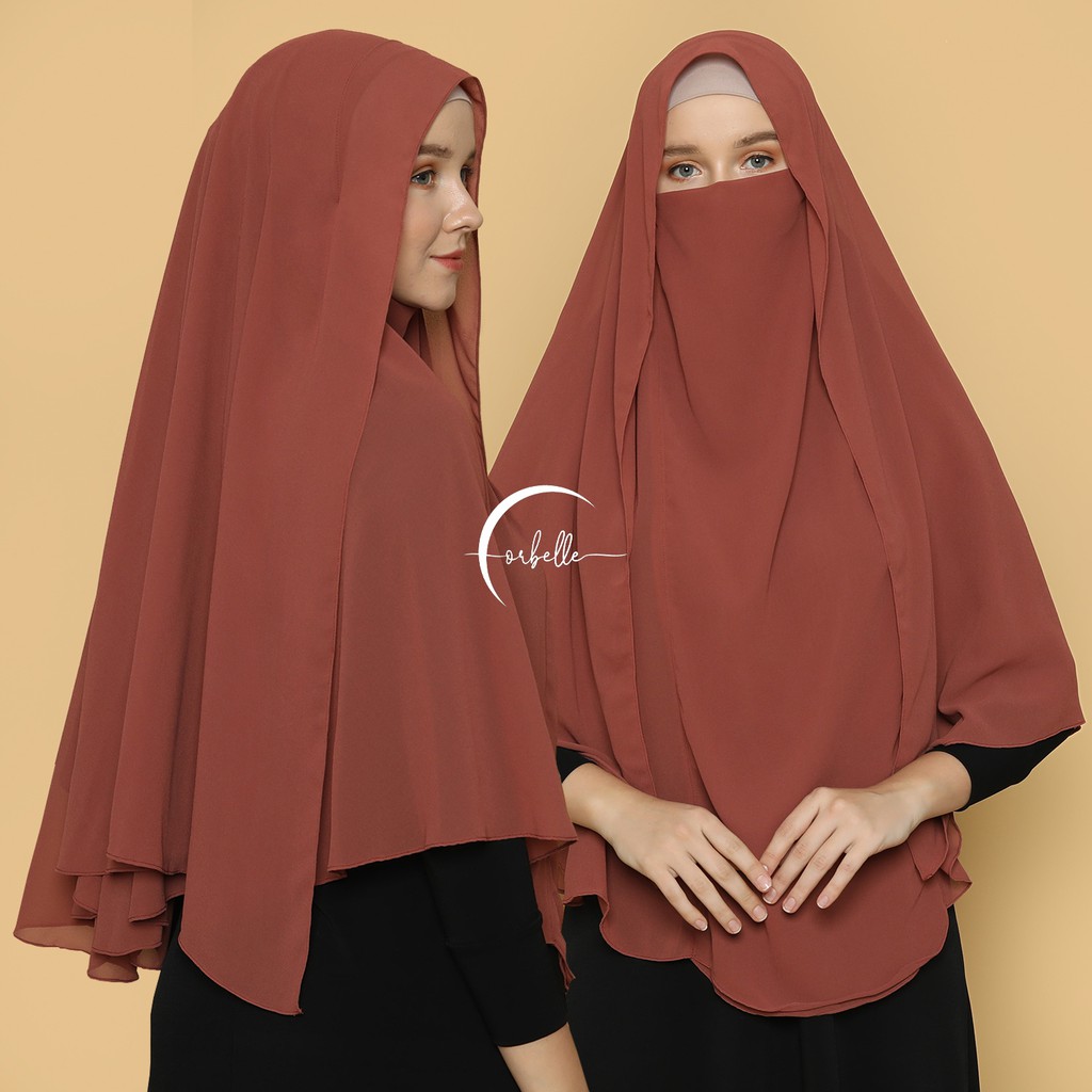 KHIMAR HIJAB NIQAB SITI AISYAH • CADAR • BERGO SYAR'I JUMBO 2 LAYER