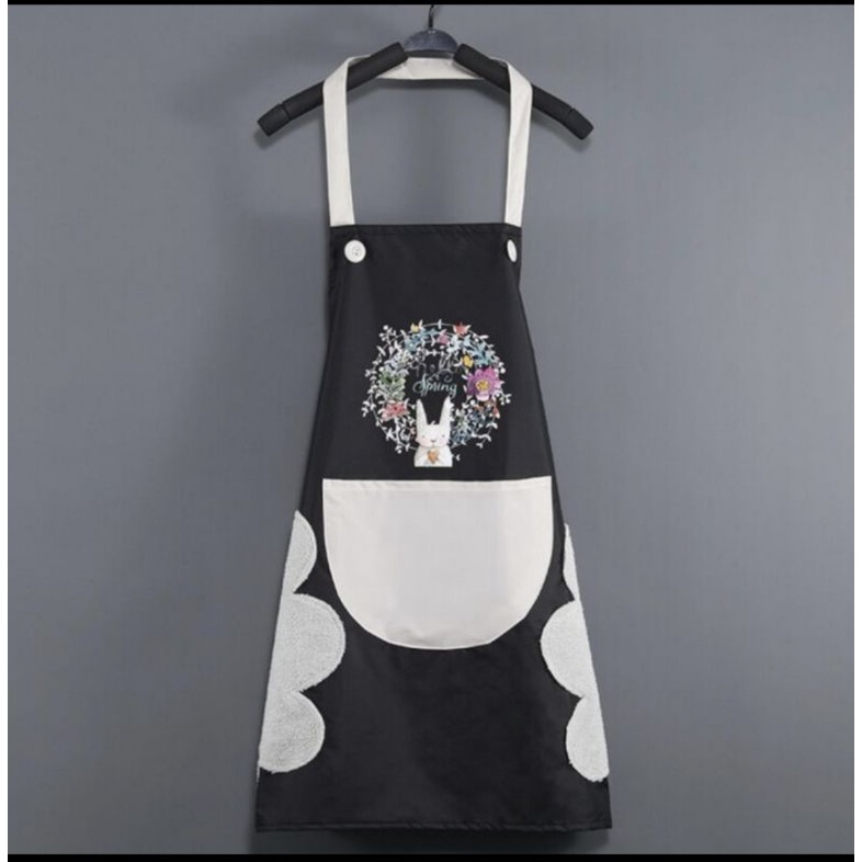 BISA COD - Celemek Masak Premium MOTIF  RABBIT KELINCI Apron Anti Air Minyak Bisa Lap Tangan