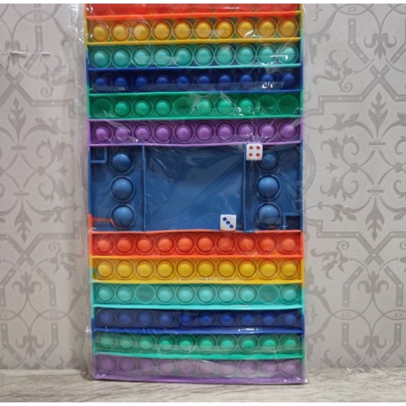 Mainan POP IT 2 PEMAIN super Jumbo rainbow panjang tebal free 2 dadu games anak-Rainbow