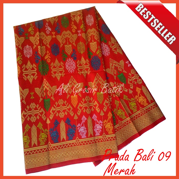Kain Batik Pekalongan Primisima Halus Prada Bali 09 Merah Unggul Jaya