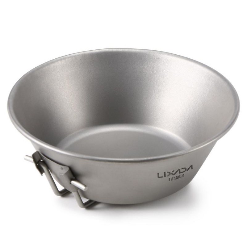 Lixada titanium bowl Ultralight with foldable handle panci mangkuk