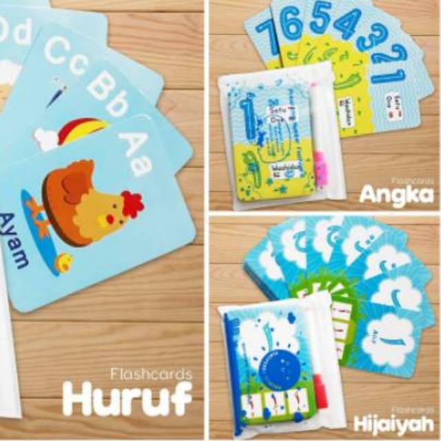 Writing flash cards (Huruf, Huruf Hijaiyah, Angka)