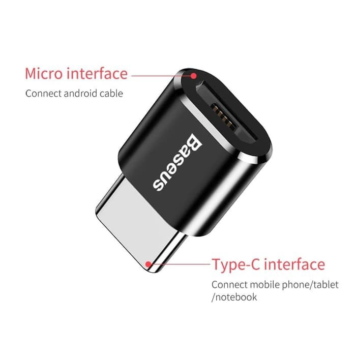 BASEUS Micro USB Female To Usb Type-C Male Adapter Converter CAM