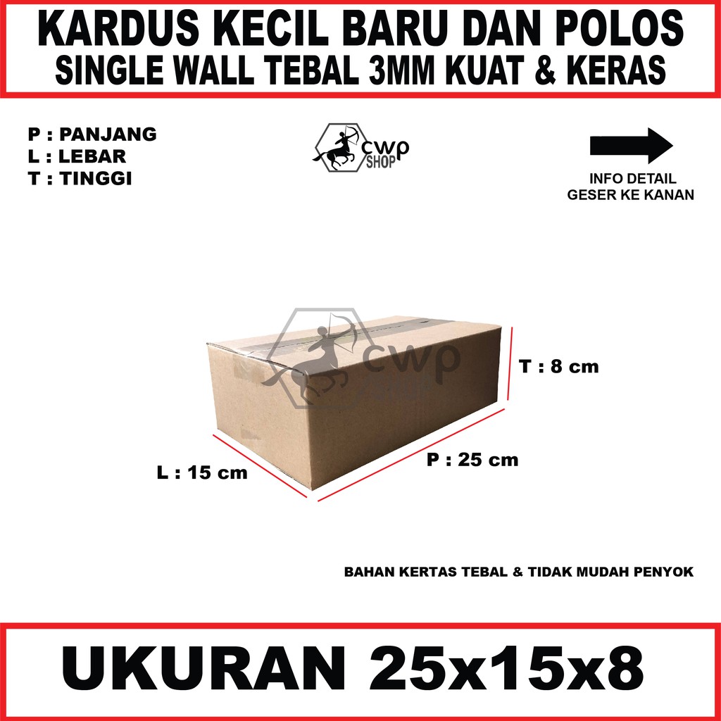 

Kardus Box Karton Polos Uk25x15x8