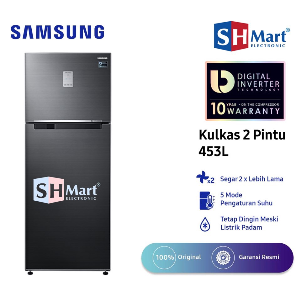 SAMSUNG KULKAS INVENTER 2 PINTU RT46K6231BS RT46K HEMAT LISTRIK WARNA BLACK STAINLESS (MEDAN)