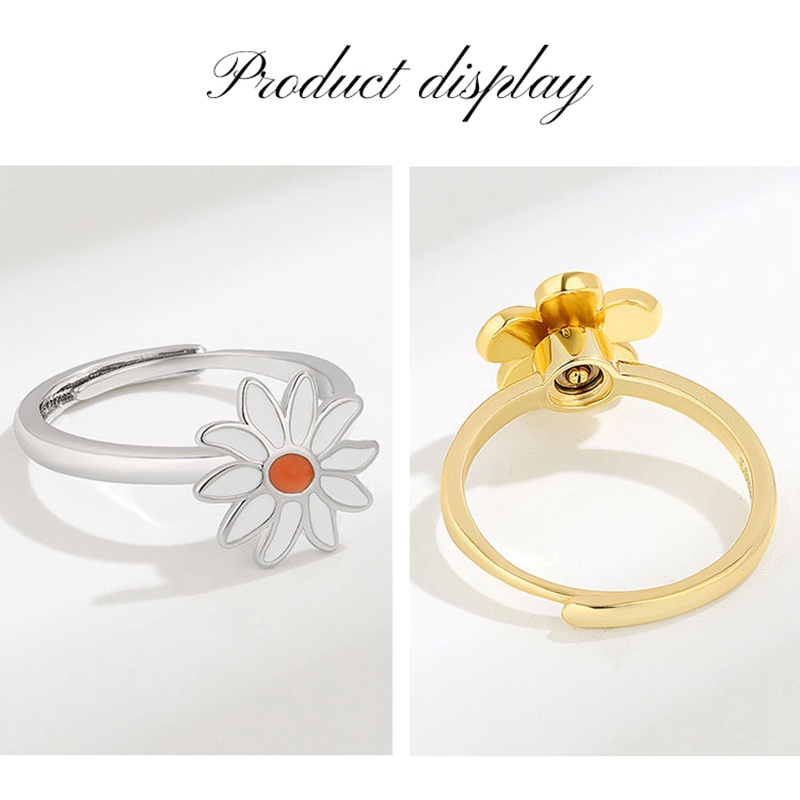 Cincin Fidget Spinner Motif Lebah + Bunga Aksen Kristal Untuk Wanita / Pereda Stress / Cemas / Pertunangan