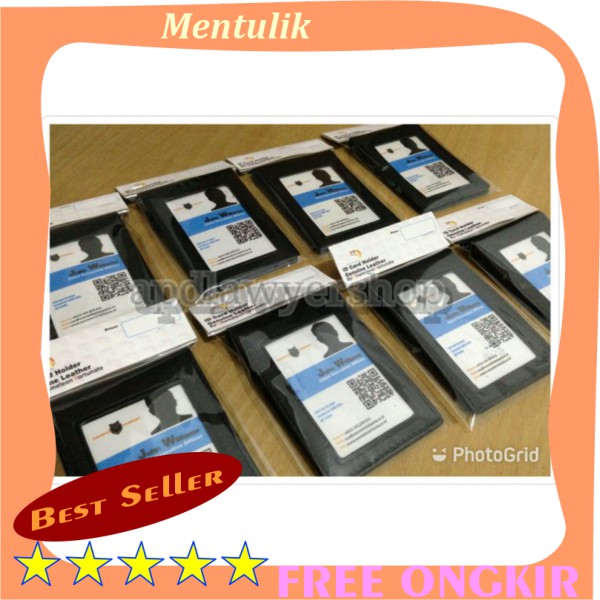 

TERMURAH Name Tag ID Card saku kulit asli 2 sisi hitam dof magnet kwalitas bagus murah