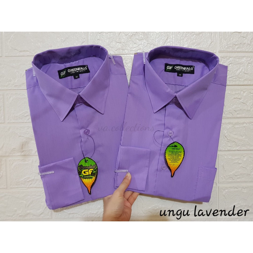 KEMEJA PRIA GREENFALO - KEMEJA POLOS LENGAN PANJANG / PENDEK PRIA UNGU LAVENDER