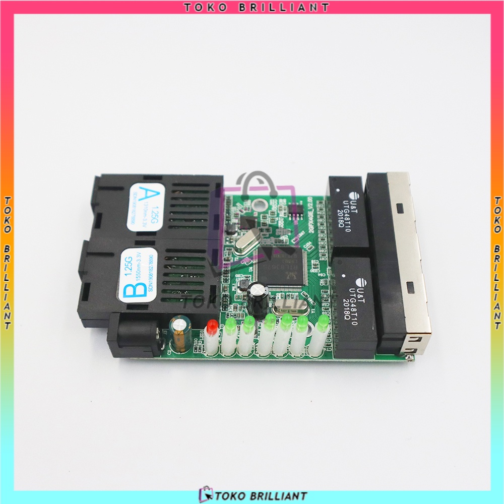 2SC 4 RJ45 2F4E Ethernet PCBA board 10/100/1000M switch 4 RJ45 UTP 2 SC Gigabit Fiber Optical Media Converter [Bisa Bayar Ditempat]