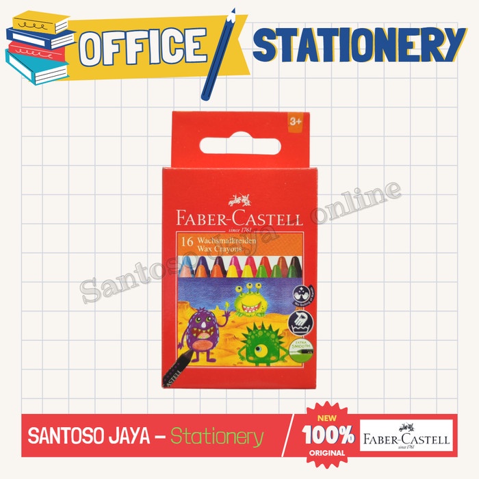 

Krayon LIlin FABER CASTELL 16 Warna - Wax Crayon 120050