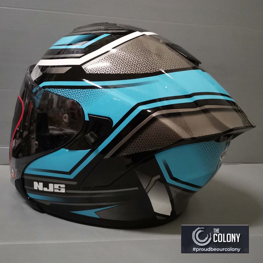 HELM NJS KAIROZ KAIROS MOTIF ZENITH BLACK BLUE DOUBLE VISOR-5