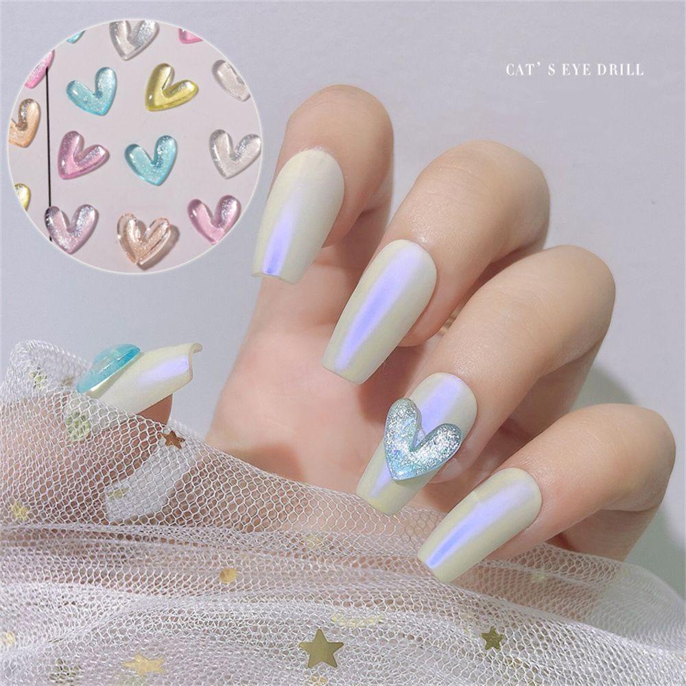 PINEAPPLE 30pcs Jewelry Flat Bottom Drill Nail Accessories Nail Decoration Peach Heart Love Heart Symphony DIY Manicure Resin Nail Art Nail Rhinestones