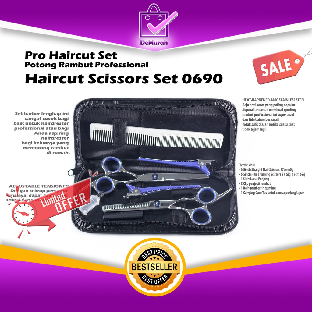 Pro Haircut Set Potong Rambut Professional Haircut Scissors Set 0690