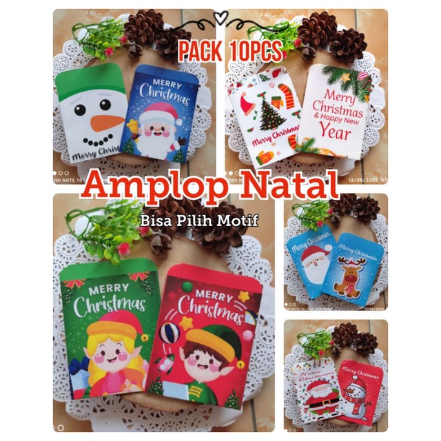 Amplop Natal isi 10 Christmas Xmas Santa Claus Sinterklas / AMPLOP ANGPAU NATAL DAN TAHUN BARU