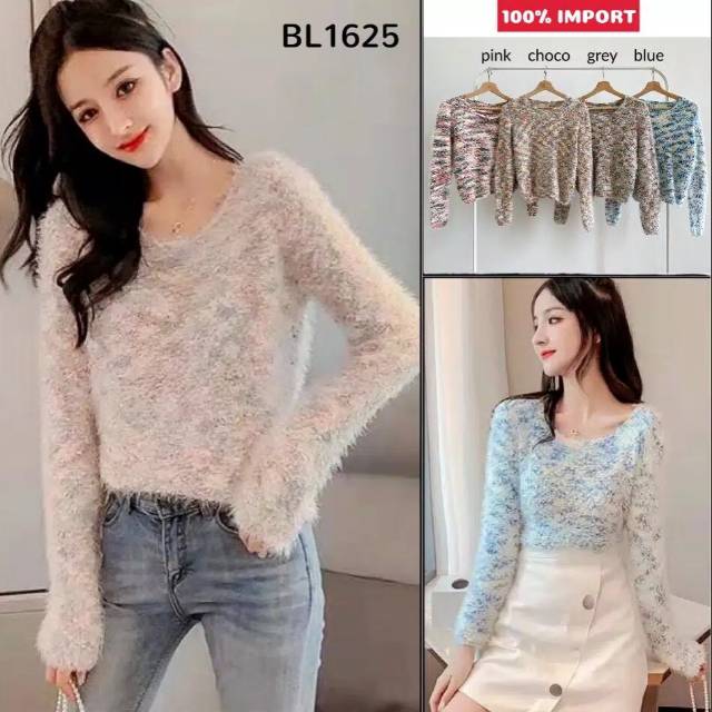 [BARU] 100% IMPORT- Fury colourful knit sweater bulu premium