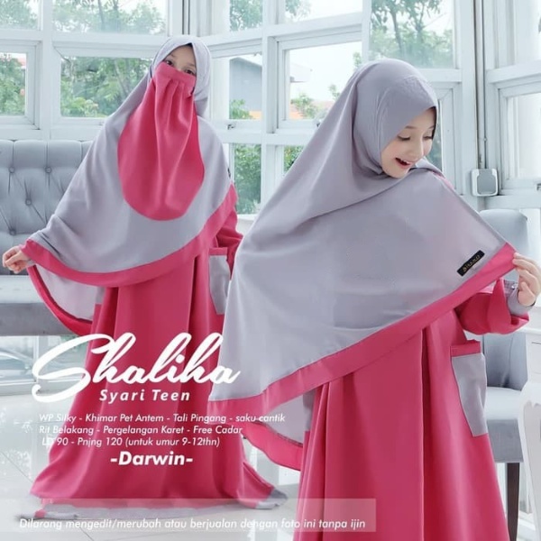 Gamis Anak Syari Shaliha Syari 9-12 thn (Bonus Jilbab &amp; cadar) Baju Gamis Syari AnakTangung  Gamis Anak Model Terbaru 2021