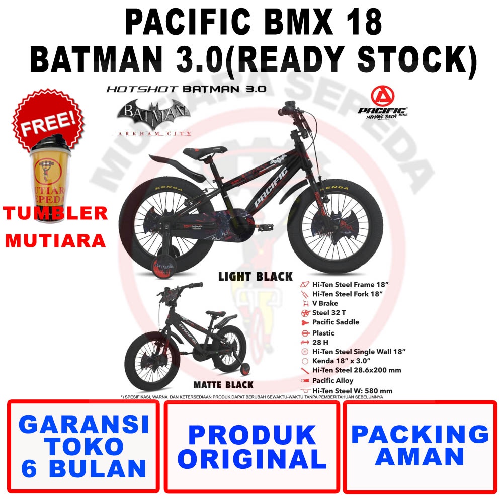 Sepeda Anak BMX 18 Inch Pacific Hot Shot Batman Ban 3.0