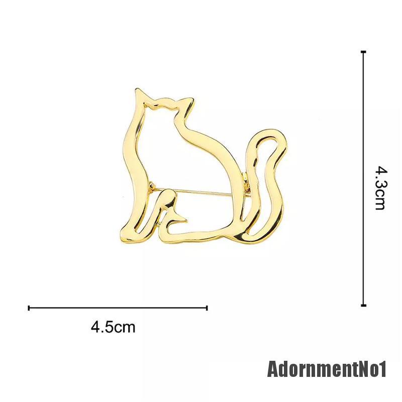 (Adornmentno1) Bros / Pin Bentuk Kucing Tebal Aksen Hollow Untuk Aksesoris Scarf / Syal / Wanita