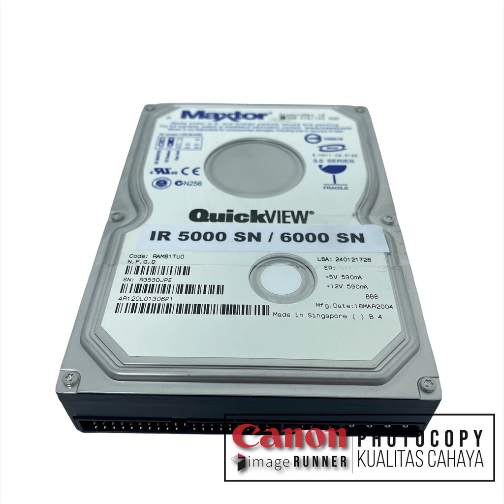 Hard Disk Mesin Fotokopi Canon IR 5000/6000 SN Port Bawah