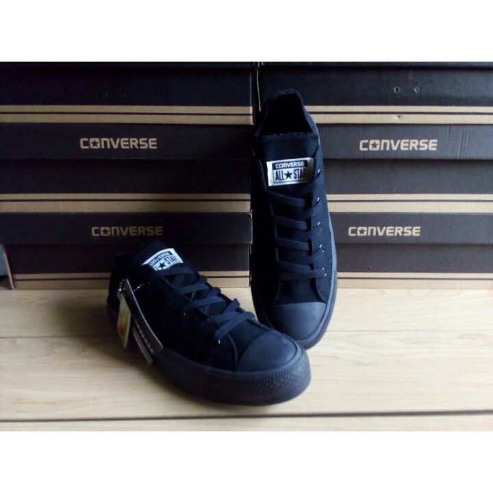 Converse Full Black Lunarlon low Termurah/hitam polos/sepatu sekolah