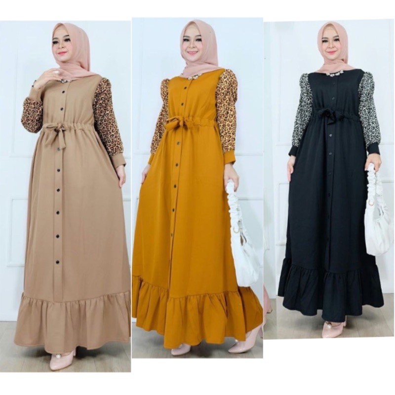 gamis muslim leopard jumbo / gamis bigsize (13030)