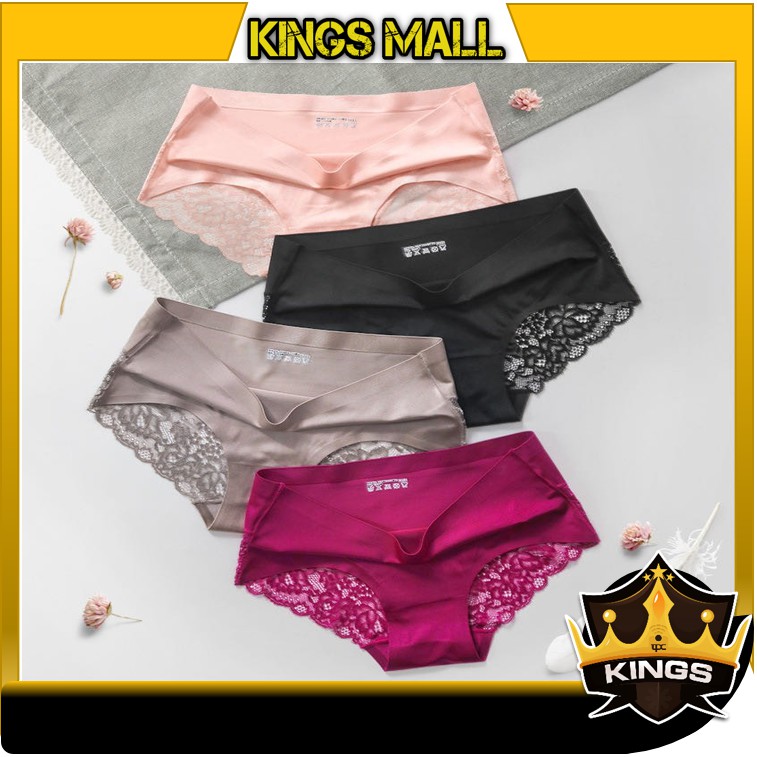 KINGS C782 Celana Dalam Renda Brief Seamless Ice Silk / CD Wanita / Sempak Wanita / Kolor Wanita