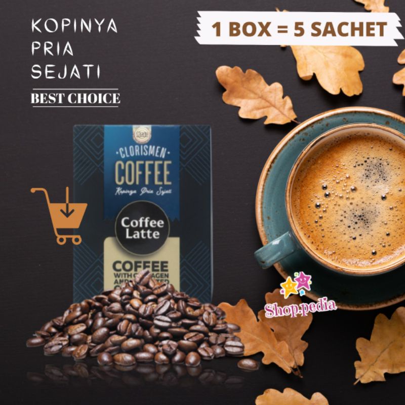 

Kopi latte Clorismen coffee pria sejati activated charcoal collagen detoks muka kusam sehat