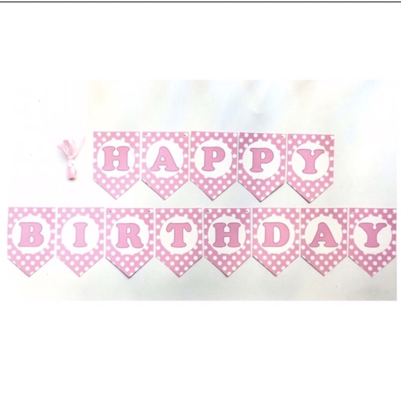 banner happy birthday polkadot / banner ulang tahun / baner ultah / bunting flag