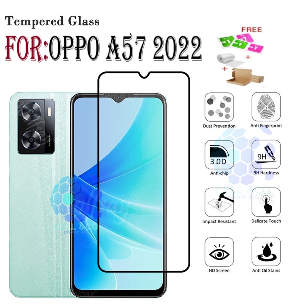 NEW OPPO A57 2022 TERBARU Tempered Glass Full HD Anti Gores Premium Screen Protector Pelindung Layar Kaca OPPO A57 2022