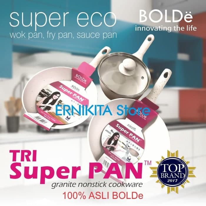 Promo Terlaris Super Pan Bolde Panci Granite Ceramic Cookware 4 Set