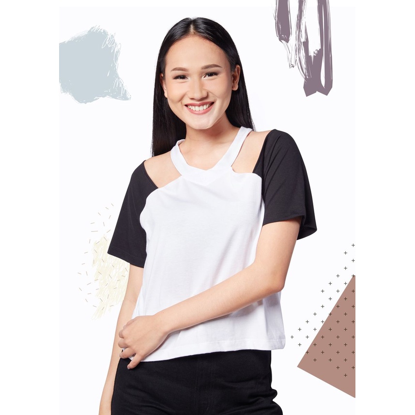 Cutout Colorblock T-shirt - PV By Pevita Pearce - PVJAN19WCLTEE101 - Agogeo