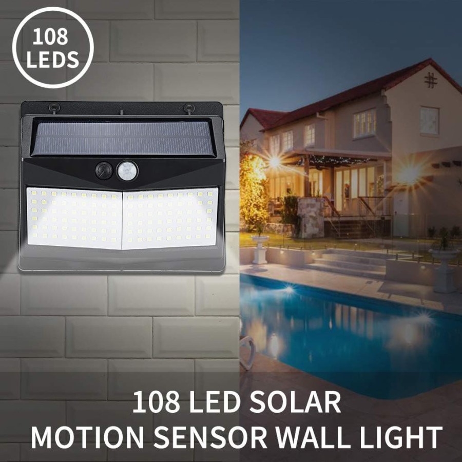 Roppu Lampu Solar Dinding Outdoor Tenaga Surya 108 LED
