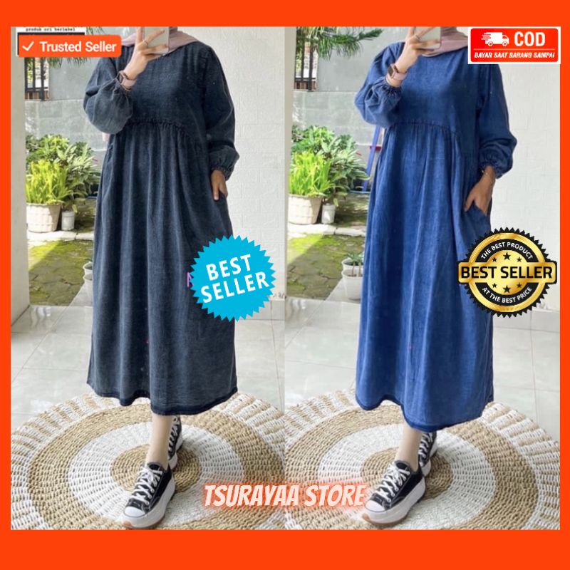 Tokyo Jeans Midi Dress Wanita Premium Products