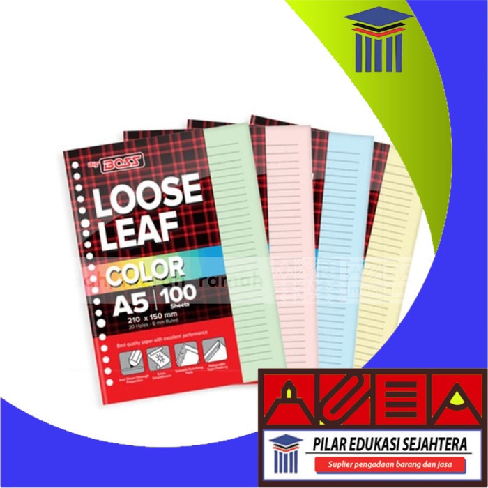 

LOOSE LEAF COLOR / KERTAS BINDER A5-100 BIG BOSS WARNA MURAH