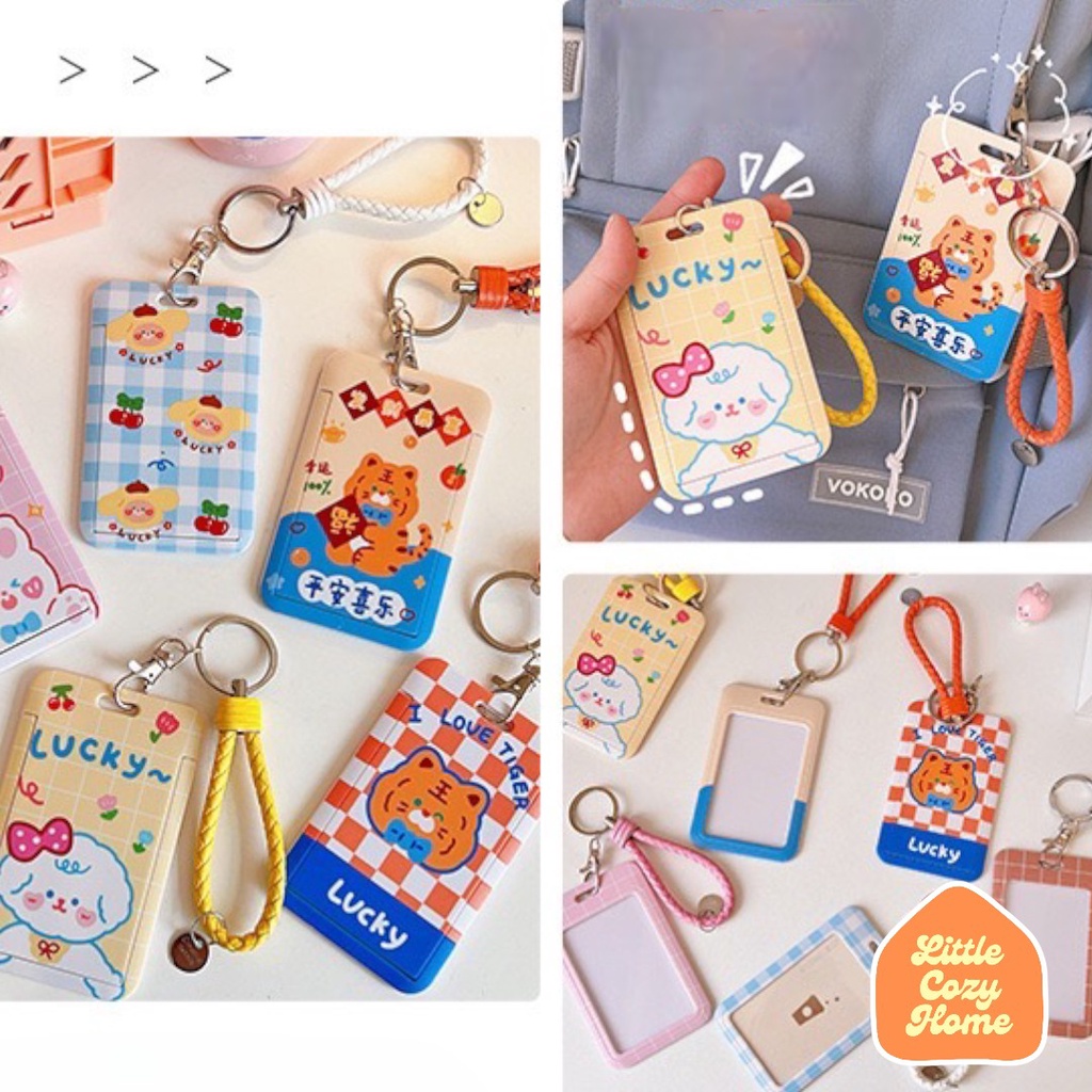 CUTIE CARD HOLDER / Pelindung Kartu Motif Kartun Transportasi Gaya Korea Untuk Sekolah Kantor / Gantungan Tali Kartu Akses MRT Busway Lanyard