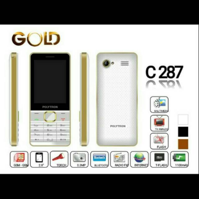 HP TV Jernih Polytron C287 , camera,  Dualsim, Slot Memory mp3 Player,  2.8 Inch Baterai 1100mah