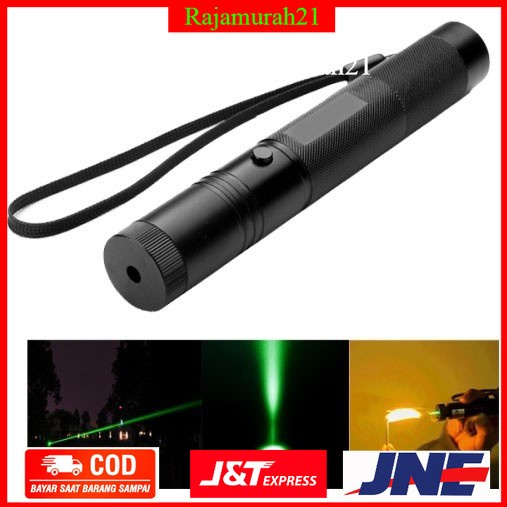 TaffLED Green Beam Laser Pointer 1MW 532NM with Baterai+Charger - Black - OMLP0LBK