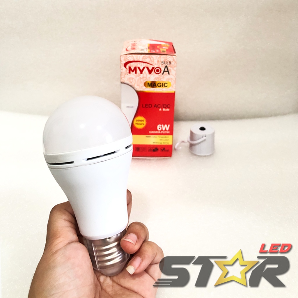 MYVO MAGIC 6W, 10W LED AC DC Bulb A Lampu Emergency Anti Rumah Gelap Hemat Energi Irit Listrik Fitting E27 6 10 WATT Star