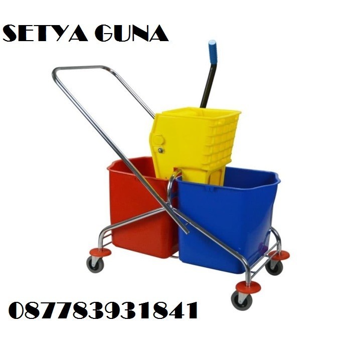 Segera Beli Double Bucket Chrome 2X25 L with Blue Plastic Wringer Murah