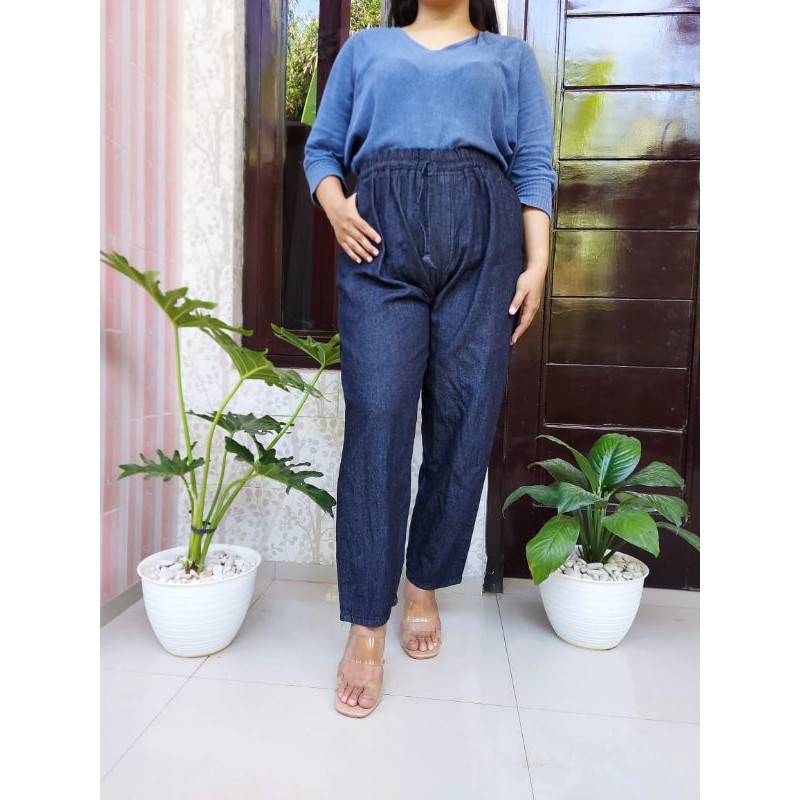 Keropi Pants Baggy Jeans Wanita Jumbo Nyaman XL-XXXL
