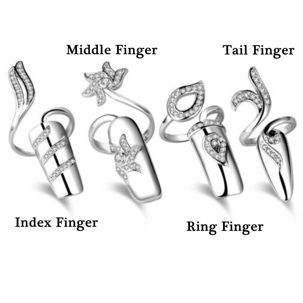 PREVA Nail Ring Charm Accessories Fashion Silver Color Simple Design Fingernail Protective