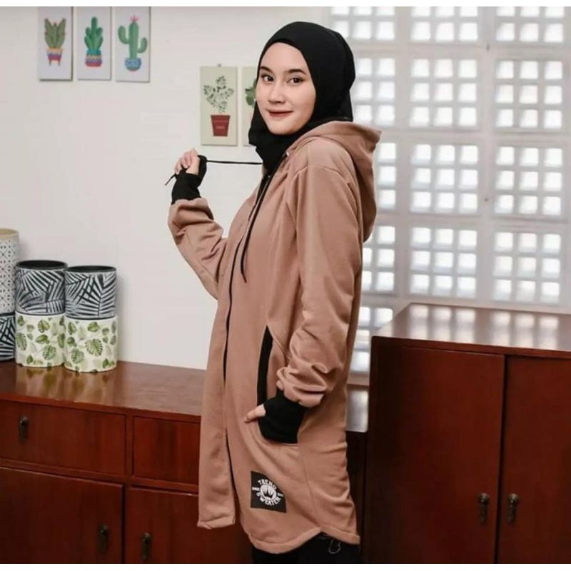 LONG RH Zipper II SWEATER HIJAB II SWEATER WANITA MURAH #LRZ