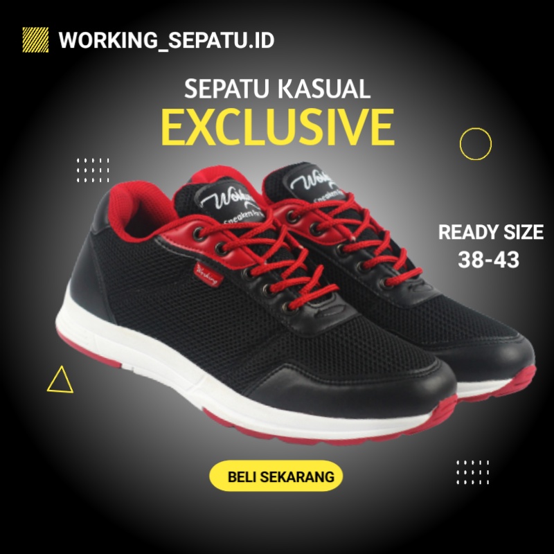 Sepatu Sneakers Jalan Pria Kualita Import Terbaru Keren Spatu Kulit Original Running Joging KASUAL W