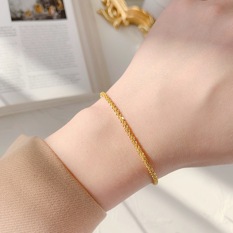 Gelang Desain Starry Love Lapis Emas 24k Gaya Korea Untuk Wanita