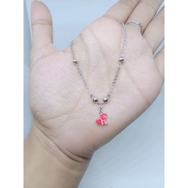 kalung koye anak nori bola&quot; + liontin pony cat warna/ kalau g perak asli silver 925 lapis emas